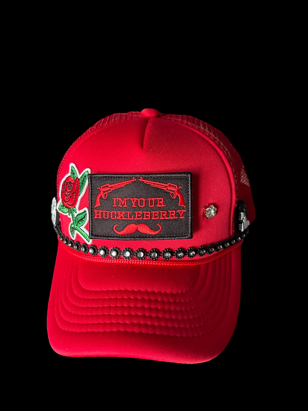 Trucker Hat for Men & Women Red Lace Heart Quilt Embroidery Cotton