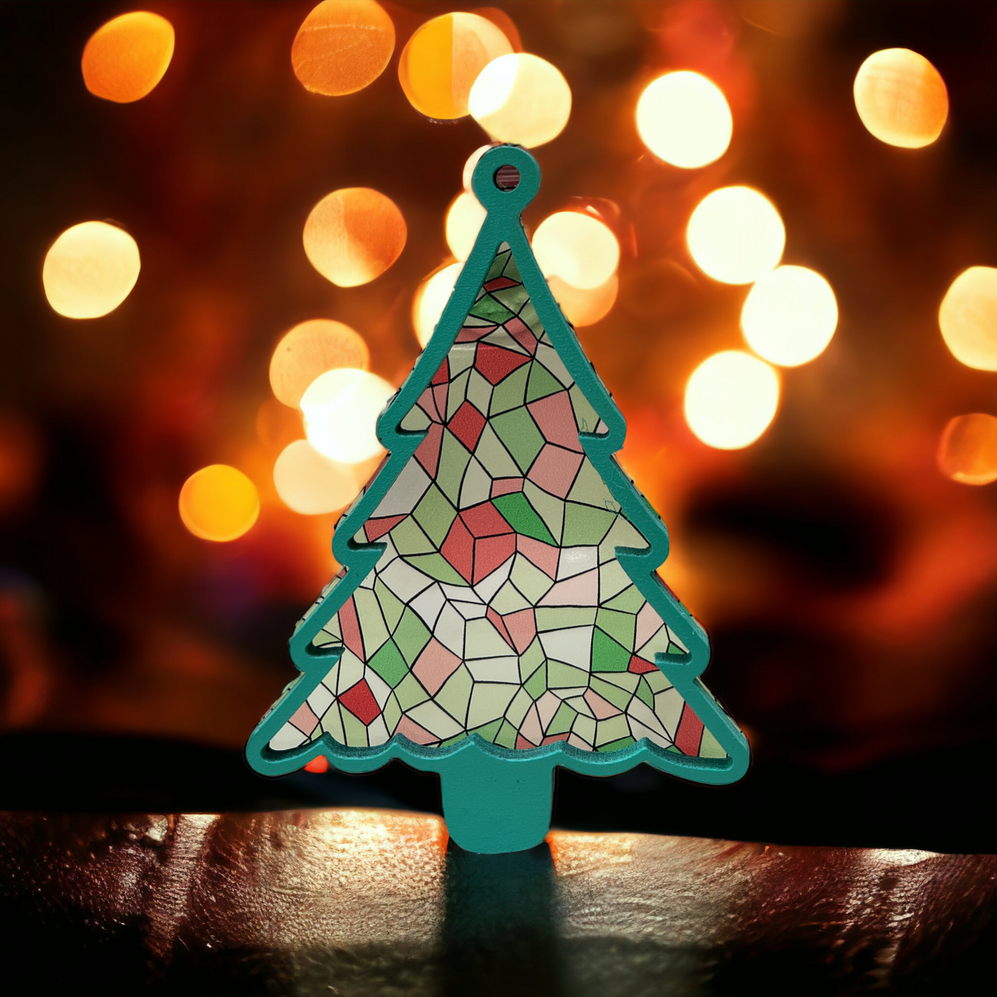 Pastel Stained Design Christmas Tree Ornament